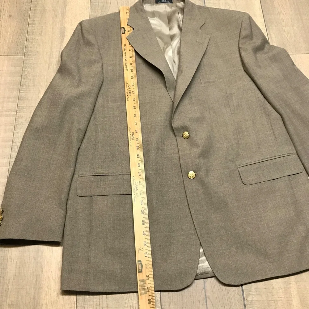 Stafford Hopsack‎ Blazer Mens Size 46L Worsted Wool Blend Brown Sport Coat NEW